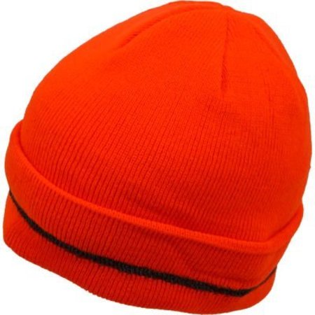PETRA ROC INC Petra Roc Hi-Visibility Safety Beanie Hat with Reflective Woven Stripe, Orange, One Size OBE-S1